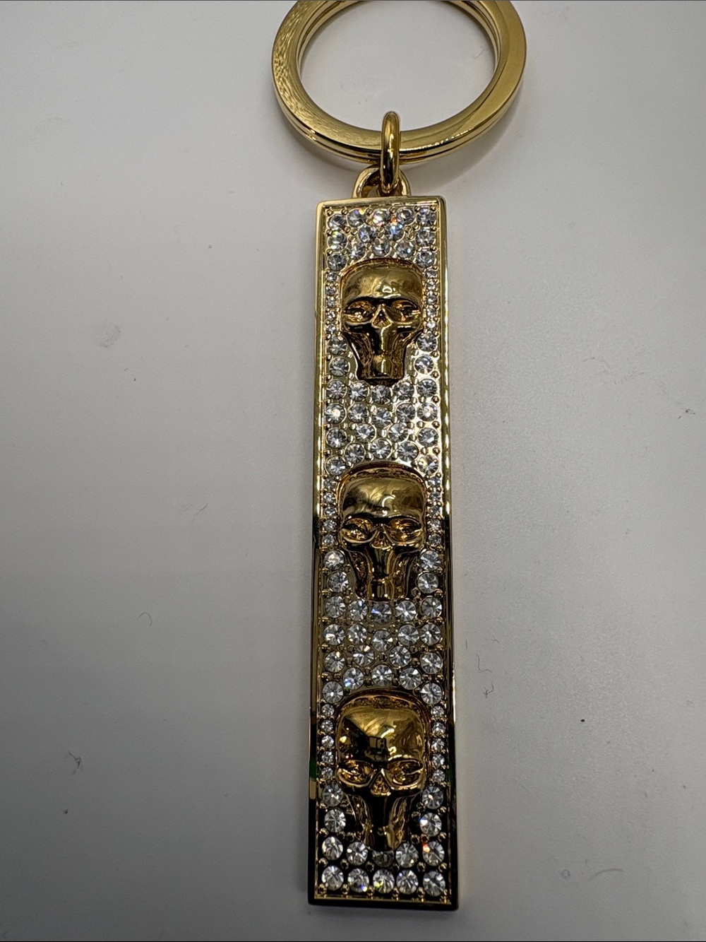 Alexander McQueen Gold Skull Crystal Keychain